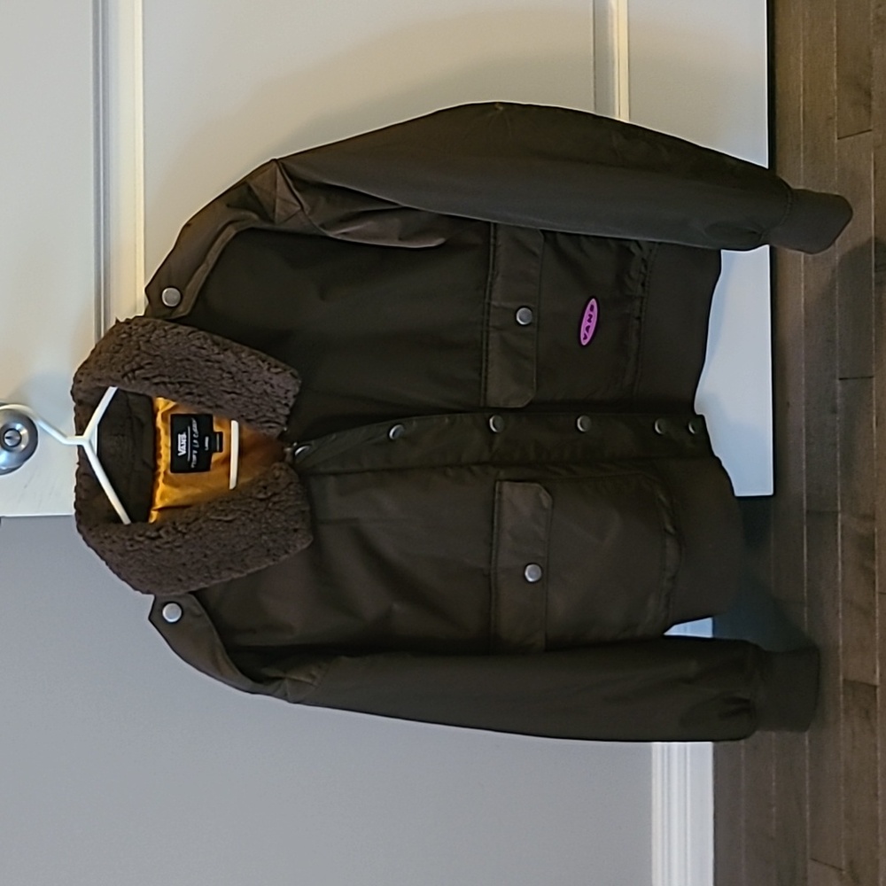 Vans Brown Bomber Jacket with Sherpa Collar Size L Large